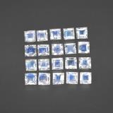 2.5 carat Blue White Square Facet Rainbow Moonstone 3mmx3mm