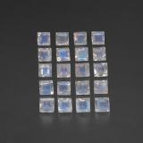 3.5x3mm Rainbow Moonstone 4ct Square Facet in Blue White