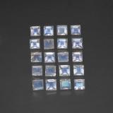 3 ct Transparent Square Facet Rainbow Moonstone 3mm x 3mm