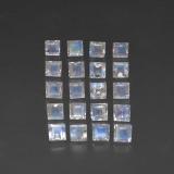 4 ct Transparent Square Facet Rainbow Moonstone 3mm x 3