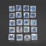 3 carat Blue White Square Facet Rainbow Moonstone 3mmx3mm