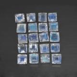 2.5 carat Blue White Square Facet Rainbow Moonstone 3mm x 3