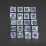3 carat Blue White Square Facet Rainbow Moonstone 3mmx3mm