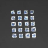 3 ct Transparent Square Facet Rainbow Moonstone 3mm x 3