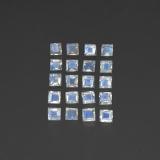 2.5 carat Blue White Square Facet Rainbow Moonstone 3mm x 3mm