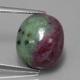 15 carat Red Green Black Oval Cabochon Ruby-Zoisite 16.5mm x 14