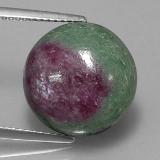 13 carat Red Green Black Round Cabochon Ruby-Zoisite 14mm