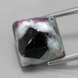 12.5mmx12.5mm Ruby-Zoisite 15ct Square Cabochon in Red with White and Black
