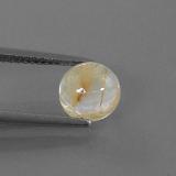 7mm Rutile Quartz 2ct Round Cabochon in Golden