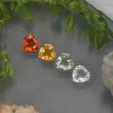 4x4mm Sapphire 1ct Heart Facet in Multicolor