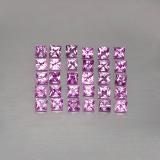 2.5x2.5mm Sapphire 3ct Princess Cut in Pink