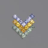 3 carat Multicolor Princess Cut Sapphire 2.5mm x 2.5