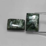 15 carat Green Baguette Cabochon Seraphinite 14mm x 10