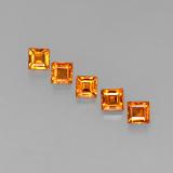 3.5x3.5 Spessartite Garnet 1.5ct Square Facet in Mandarin Orange