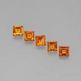 3.5x3.5 Spessartite Garnet 1.5ct Square Facet in Mandarin Orange
