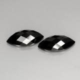 16mm x 8mm Spinel 11ct Marquise Checkerboard in Black
