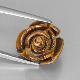15mm x 15mm Tiger's Eye 12ct Carved Rose with Hole in Multicolor