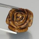 12 carat Gold Brown Carved Rose with Half Drilled Hole Tiger's Eye 15mm x 13.5