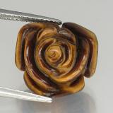 15mm x 14.5mm Tiger's Eye 12ct Carved Rose with Half Drilled Hole in Gold Brown