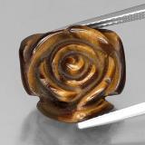 12 ct Opaque Carved Rose with Half Drilled Hole Tiger's Eye 16mm x 15.5mm