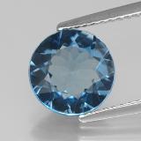 3 carat London Blue Round Facet Topaz 9 mm