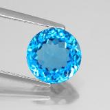 3 carat Swiss Blue Round Facet Topaz 9mm