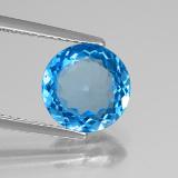 3 carat Swiss Blue Round Facet Topaz 9 mm