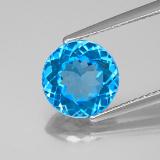 3 carat Swiss Blue Round Facet Topaz 9 mm