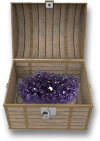 Amethyst Crystals in a Treasure Chest