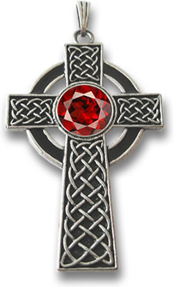 Pendentif Croix Celtique Argent et Grenat Pyrope