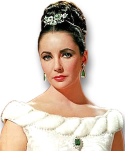 Elizabeth Taylor in una suite di smeraldo