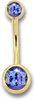 Gold and Tanzanite Belly Ring