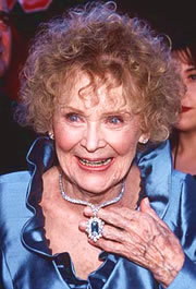 Gloria Stuart Wearing the Harry Winston Blue Diamond Necklace