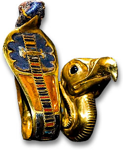 King Tut crown goddesses