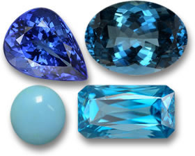 十二月生日石：绿松石、坦桑石、蓝色托帕石和蓝色锆石