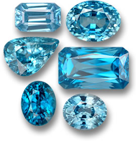 Pierres précieuses de zircon bleu