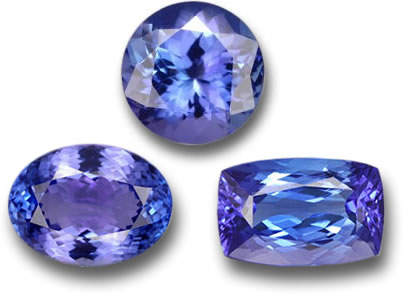 Pierres précieuses naturelles de tanzanite