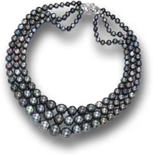 Nina Dyer Three-Strand Black Pearl Necklace