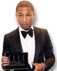 Pharrell Williams at the Elle 2014 Style Awards