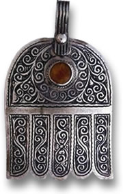 Pendentif Khamsa Argent et Ambre