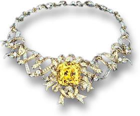 Der Tiffany Diamond in the Ribbon Rosette Halskette