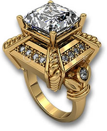 白色宝石黄金订婚戒指