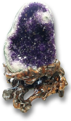 Amethyst Geode on Wooden Stand