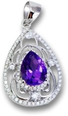 Anhänger mit Amethyst, Silber und weißem Saphir