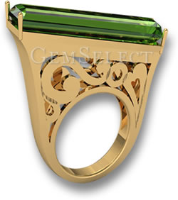Un anillo de turmalina verde único