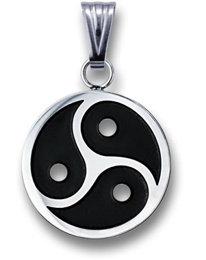 BDSM Silver and Onyx Triskele Pendant