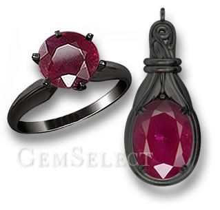 Black Gold Ruby Ring and Pendant