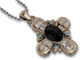 Unisex Black Spinel and Blue Topaz Pendant