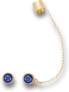 Blue Sapphire and Gold Stud, Cuff and Chain Set