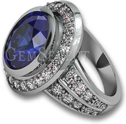 Blue Sapphire Halo Engagement Ring